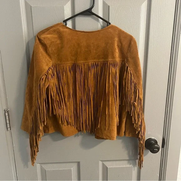 nwot Forever 21 Tan Fringe Suede Jacket Western Style - Picture 5 of 5